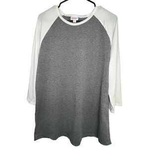 LuLaRoe Long Sleeve White and Grey Baseball Style T-Shirt